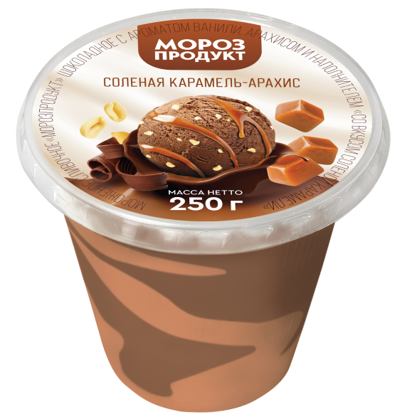 «МОРОЗПРОДУКТ» шоколад-арахис-соленая карамель сливочное стакан пластик